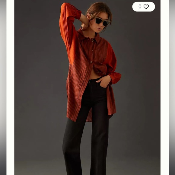 By Anthropologie Orange Gauze Shirt - Picture 2 of 6